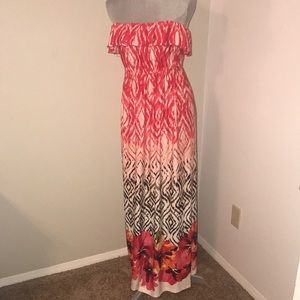 Colorful flower maxi dress.